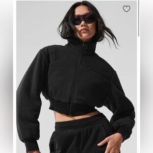 NWT Alo Polar Fleece Wintery Mix Jacket Charcoal Green